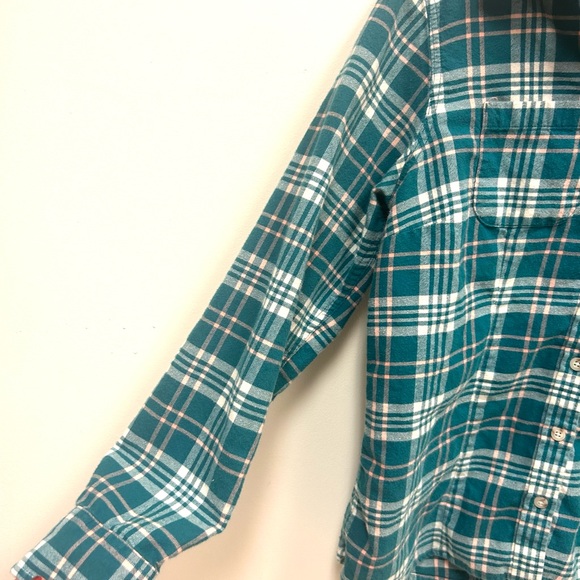 LL bean button down shirt WOMENS XS green plaid 100% cotton flannel warm preppy - Picture 5 of 11